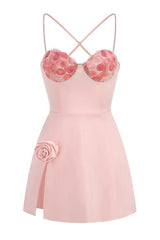 Calantha Pink Flower Diamond Mini Dress | Dress In Beauty