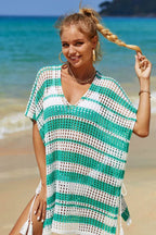 Crocheted V-Neck Beach Cover Up - View 18 | TEVQA
