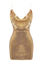 Strappy Drape Sequin Mini Dress - TEVQA
