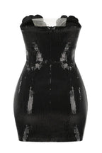 Masozi Strapless Flower Sequin Mini Dress - TEVQA