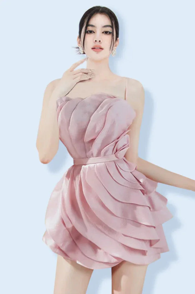 Anna Spaghetti Ruffle Dress - TEVQA Main image
