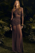 Long sleeve ruched maxi dress - View 7 | TEVQA