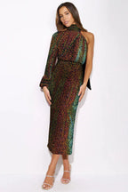 One-shoulder sequin midi dress - View 17 | TEVQA