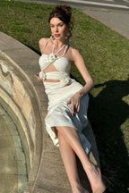 Halter Neck Ruched Maxi Dress - View 6 | TEVQA