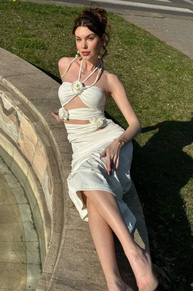 Halter Neck Ruched Maxi Dress - View 6 | TEVQA