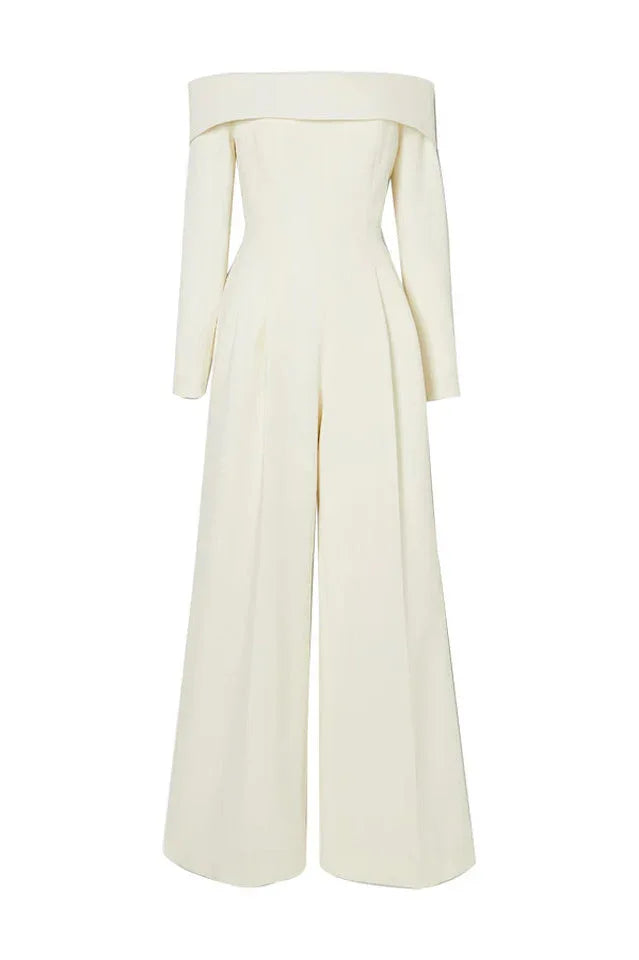Vesper Off The Shoulder Crepe Jumpsuit - TEVQA