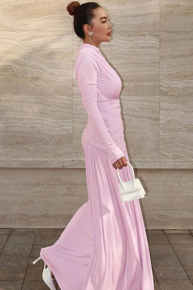 Casey Asymmetric Ruched Bodice Maxi Dress - View 8 | TEVQA