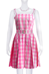 Barbie Movie Margot Pink Plaid Check Dress | Dress In Beauty