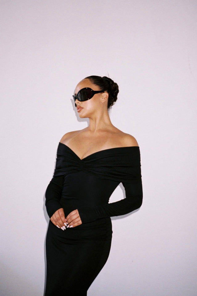 Off Shoulder Bodycon Bardot Midi Dress | Dress In Beauty