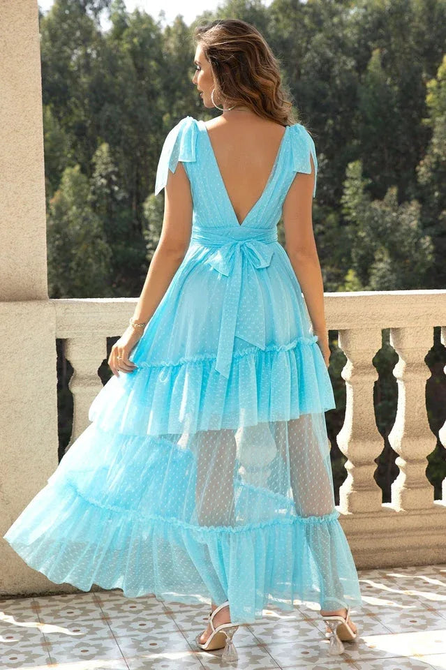 Tulle Ball Dress with Ruffles - TEVQA