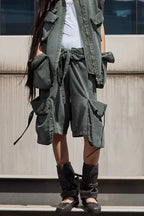 OPEN YY Rolled Waist Cargo Shorts - View 8 | TEVQA