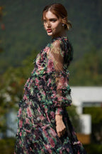 Floral Chiffon A-Line Dress - View 11 | TEVQA