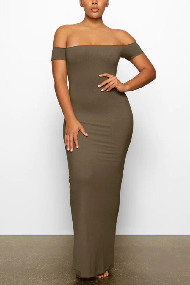 SKIMS Soft Lounge Off-Shoulder Slip Dress | Dress In Beauty