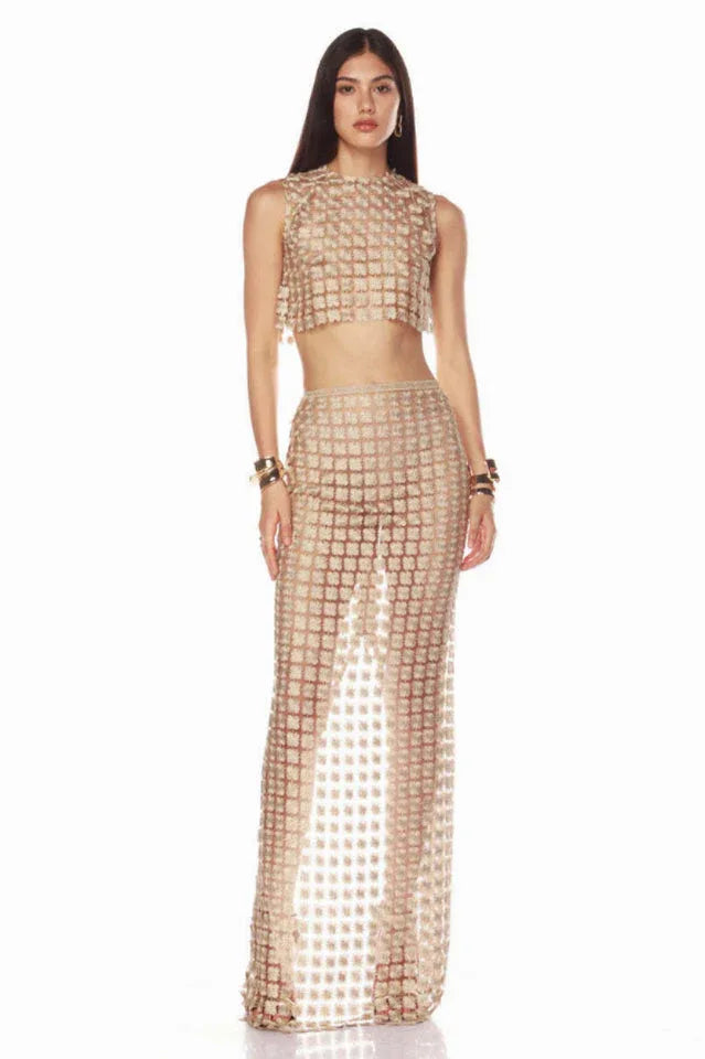 Saia Champagne Crochet Set - TEVQA