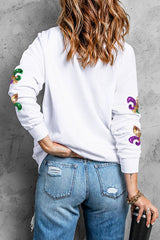 Sequin Mardi Gras Graphic Pullover Sweatshirt | Dress In Beauty