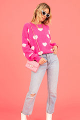 Mega Love Heart Prints Knit Sweater | Dress In Beauty