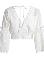White lace maxi skirt set with cropped top - View 8 | TEVQA