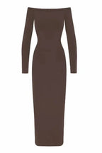 Off-shoulder ribbed knit maxi dress - View 13 | TEVQA