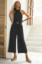 Polka Dot Wide Leg Jumpsuit - View 10 | TEVQA