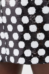 Feather Trim Polka Dot Sequin Dress | Dress In Beauty