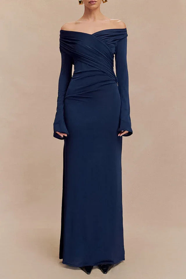 Therese Off Shoulder Ruched Maxi Dress - TEVQA