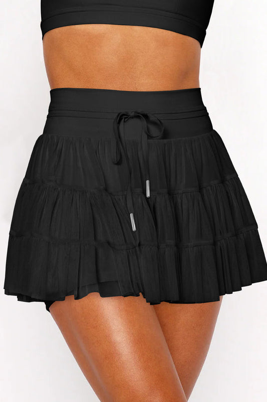 High Waist Plain Mesh Skort | Dress In Beauty