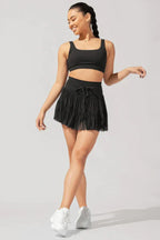 Pirouette Skort with Ruffled Tulle and Drawstring Waist - View 9 | TEVQA