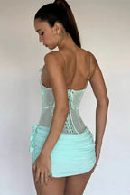 Sequin floral draped corset dress - View 7 | TEVQA