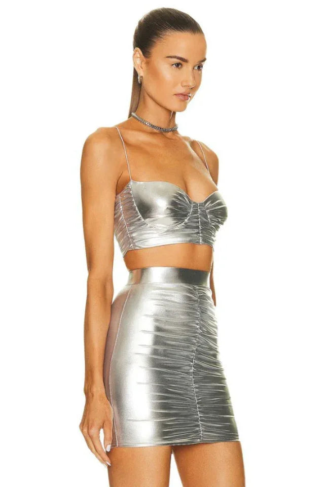 Metallic Ruched Two-Piece Set Secondary image