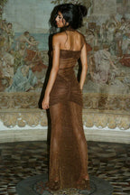 Strapless ruched sparkly maxi dress - View 9 | TEVQA