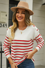 Pullover Stitching Button Sweater | Dress In Beauty