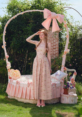 Floral print A-line dress with tie back detail - View 6 | TEVQA