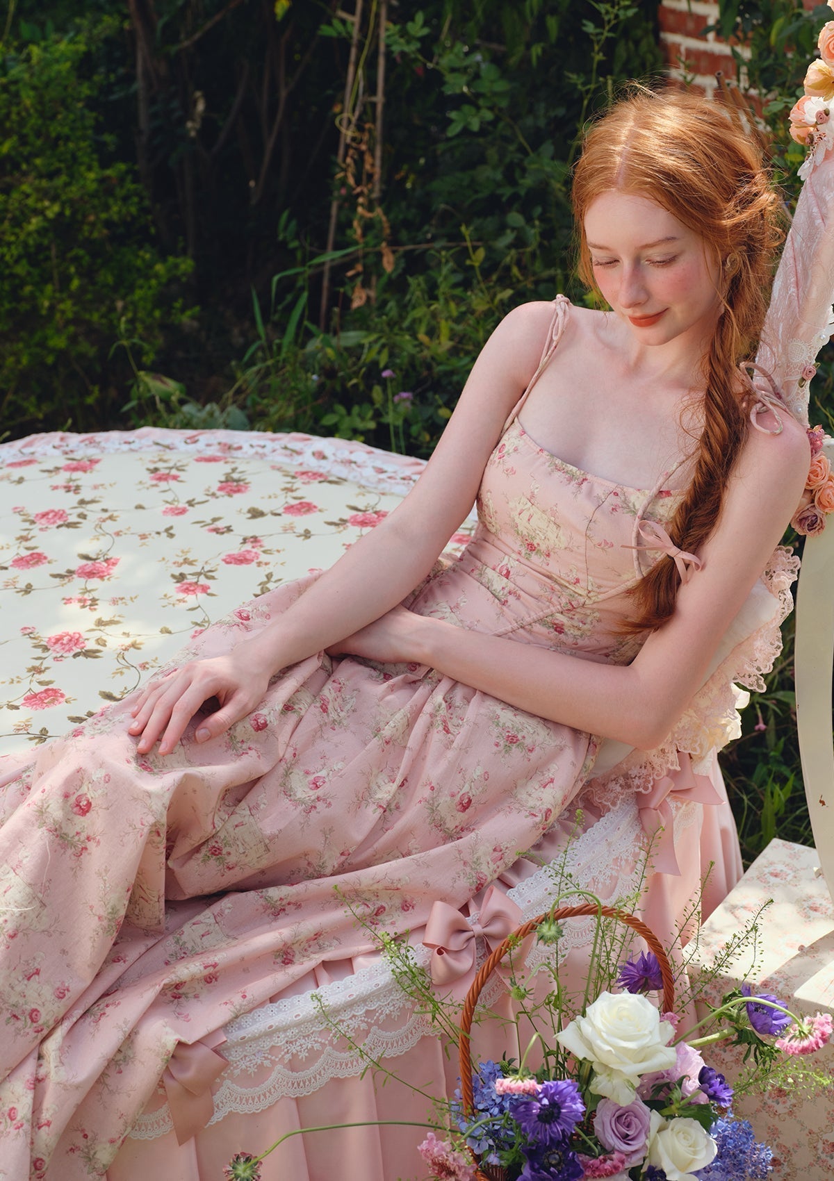 Floral print A-line dress with tie back detail - View 7 | TEVQA