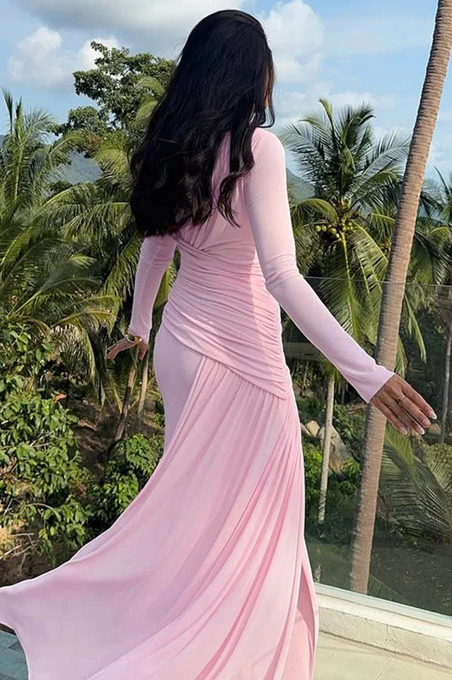 Casey Asymmetric Ruched Bodice Maxi Dress - View 10 | TEVQA