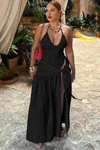 V-Neck Bodysuit Wrap Skirt Set - TEVQA