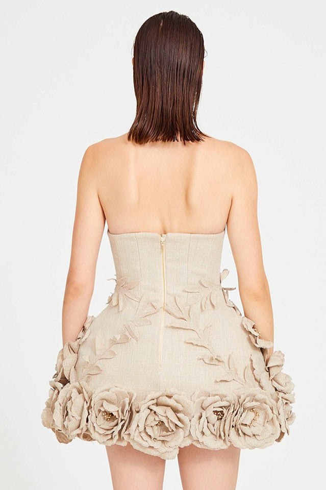 Bice Nude Strapless Bustier Flower Dress | Dress In Beauty