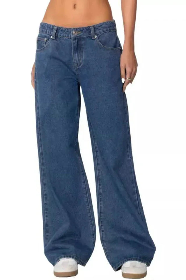 Striped wide leg denim jeans - View 8 | TEVQA
