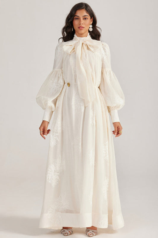 Embroidered Lace-Up Maxi Dress | Dress In Beauty