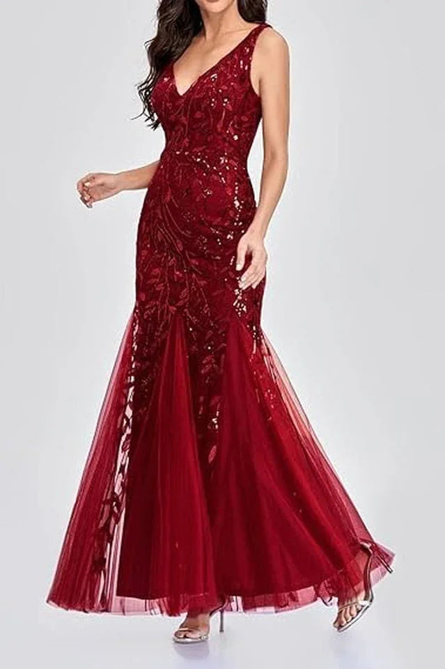 Sequin Mermaid Prom Dress - View 8 | TEVQA