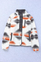 Western Aztec Print Fleece Jacket - TEVQA