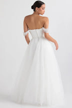 White Tulle Bridal Gown - View 6 | TEVQA
