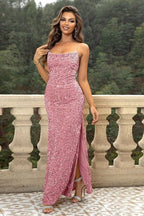 Sequin maxi dress with high slit - View 10 | TEVQA