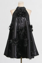 Princess mini dress with floral appliqués - View 6 | TEVQA