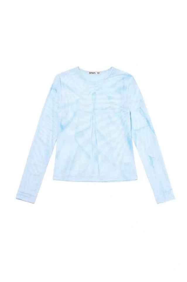 OPEN YY Ribbon Print Mesh Top | Dress In Beauty