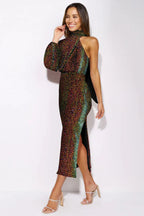 One-shoulder sequin midi dress - View 18 | TEVQA