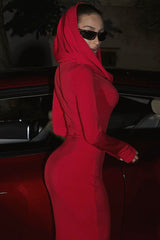 Solid Hooded Bodycon Maxi Dress | Dress In Beauty