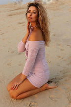 Halter neck mini dress with floral detail - View 9 | TEVQA