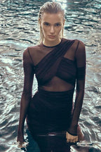 Long sleeve ruched maxi dress - View 8 | TEVQA