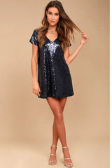 Sequin Shift Dress - View 7 | TEVQA