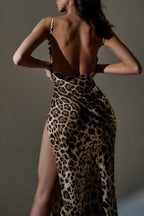 Cowl Neck Split Satin Dress - View 6 | TEVQA
